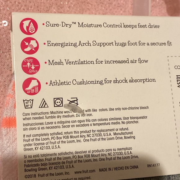 Fruit of the Loom girls 6 pairs ankles multicolor socks shoe size L 4-10 - Picture 11 of 11